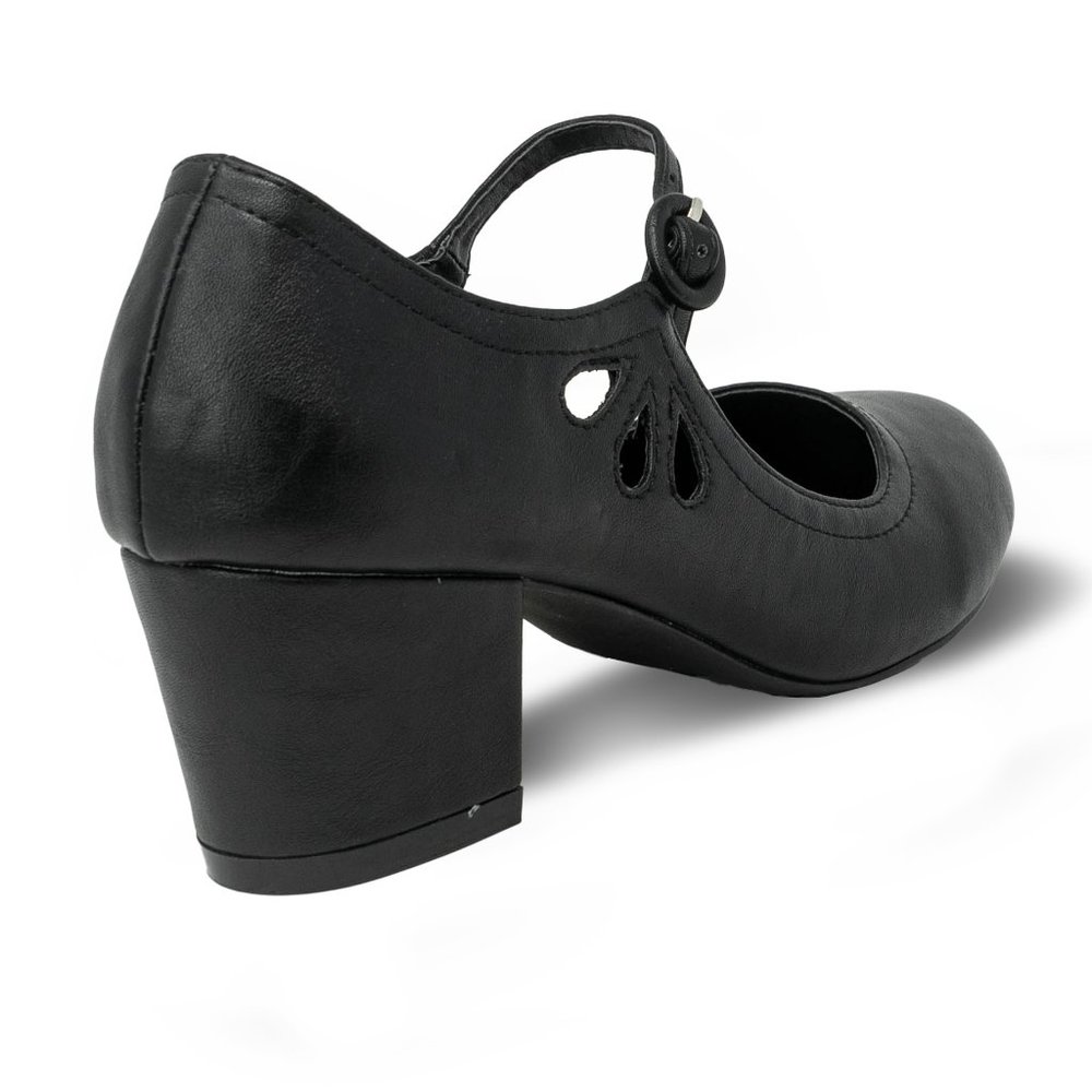 Chase & Chloe Minny-21 Women's Round Toe Pierced Mid Heel Mary Jane Styl… - Picture 3 of 4
